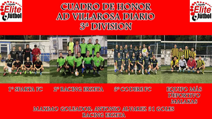 CUADRO DE HONOR VILLAROSA DIARIO 3ª DIVISIÓN